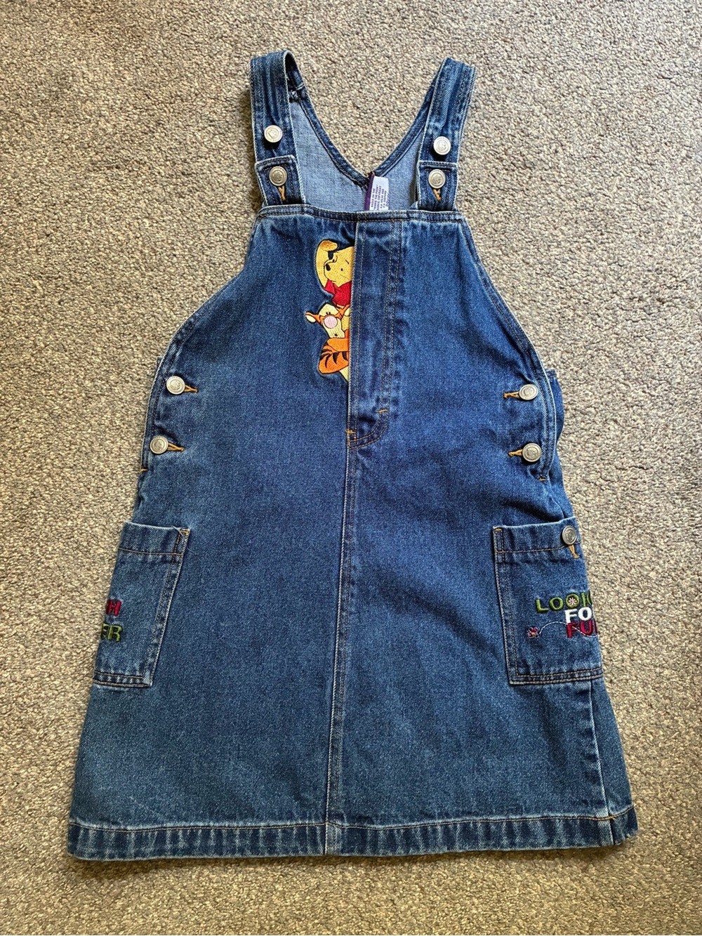 Vintage Winnie the Pooh Embroidered Denim Jumper (10/12)